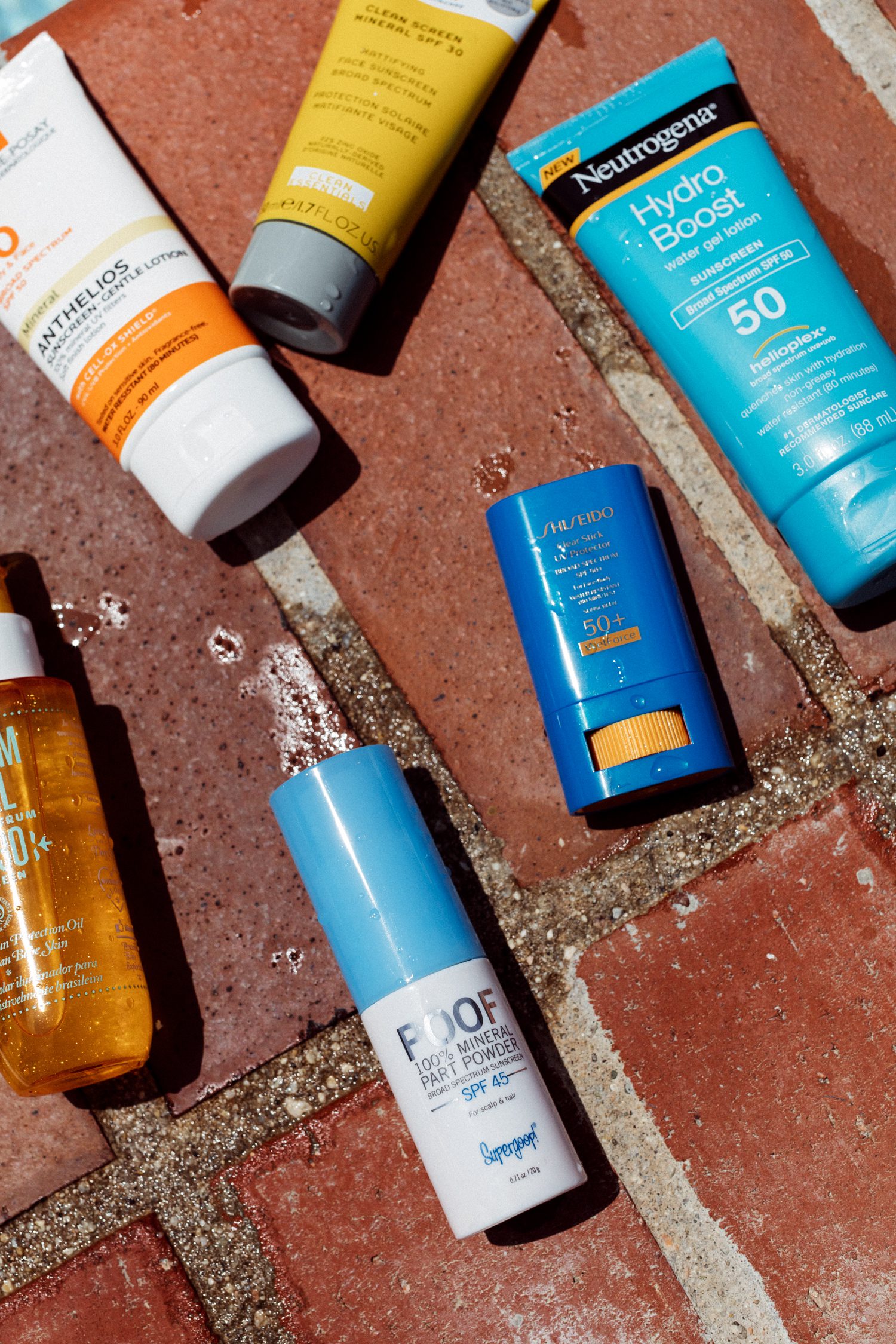 A collection of sunscreens