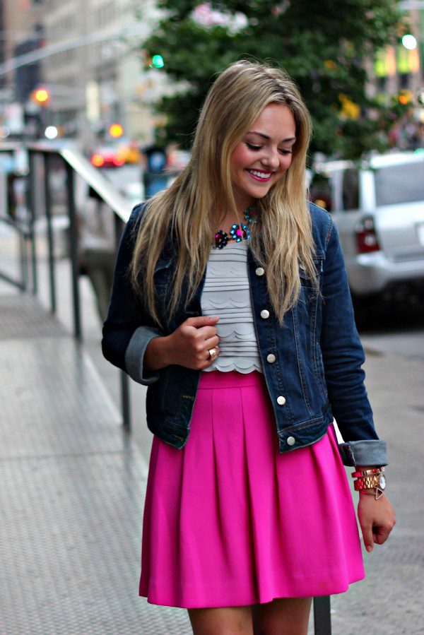 Denim-Jacket-+-Pink-Skirt-600x899 - Honestly JamieHonestly Jamie