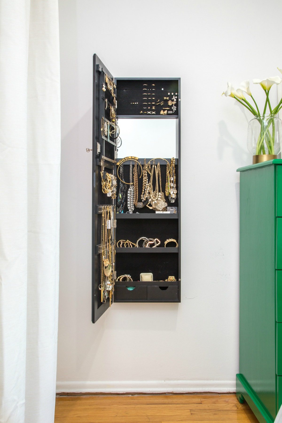 apartment tour showing jewelry closet