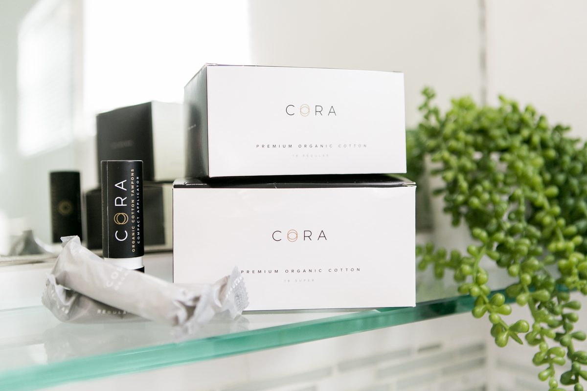 boxes of CORA Premium Organic Cotton Tampons