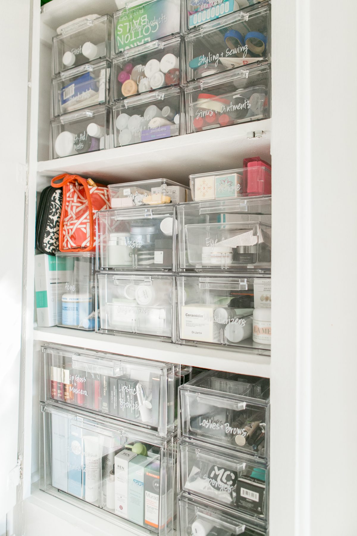 clear containers use to Organize Your Beauty Products