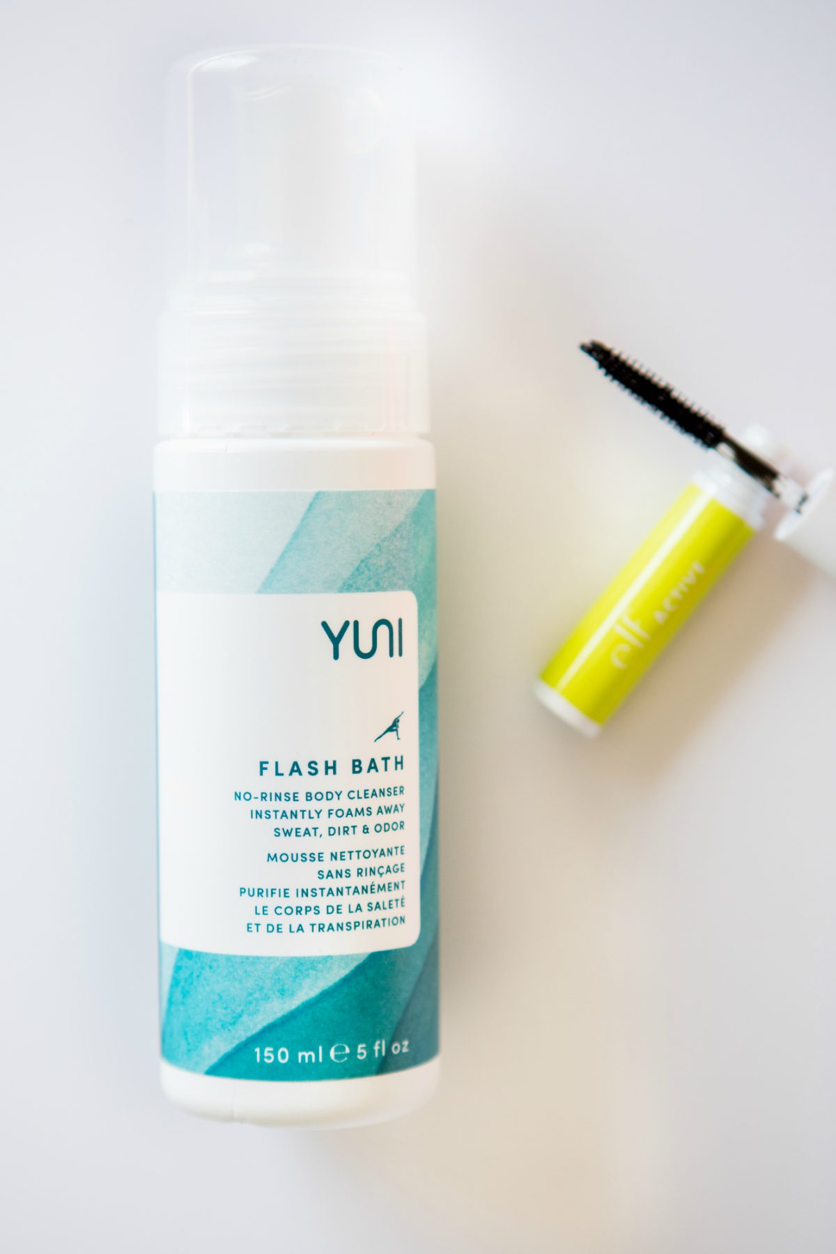 yuni body cleanser gym bag beauty products