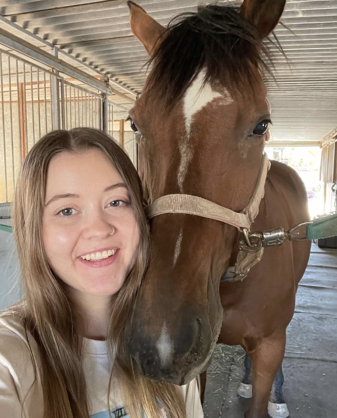woman taking a selfie with a horse